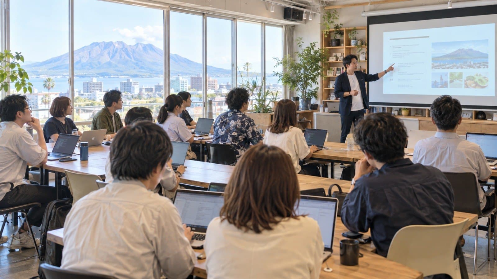 鹿児島AI実践会のイメージ（会場でPCを開く参加者）